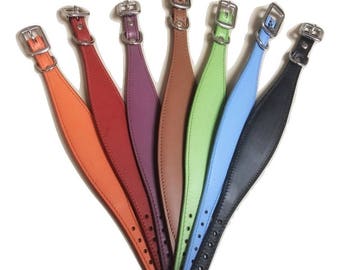 Leather Soft Suede Padded Wide Collars - Whippet, Greyhound, Lurcher and Italian Greyhound Saluki Sighthound Dog