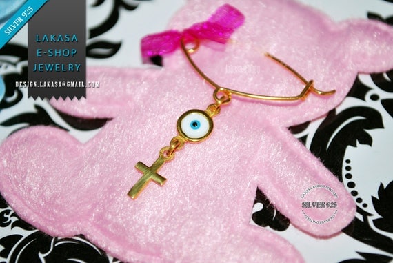 BEST Price Cross Enamel Eye Baby Brooch Sterling Silver Handmade Kids Jewelry Mother Happy Shower Day Religious Baptism Newborn It is a Girl