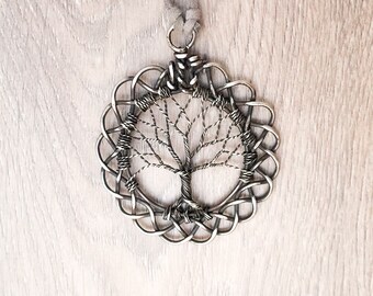 Wire Wrap Jewelry Tree-Of-Life Pendant Silver Necklace Protection Amulet Treeoflife Necklace Wired Silver Pendant Gift For Women Family Tree