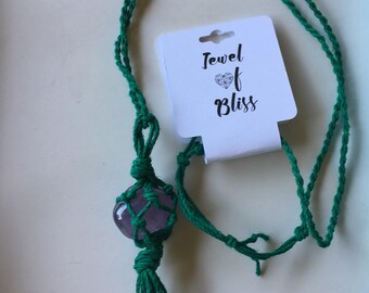 Amethyst Hemp Macrame Necklace