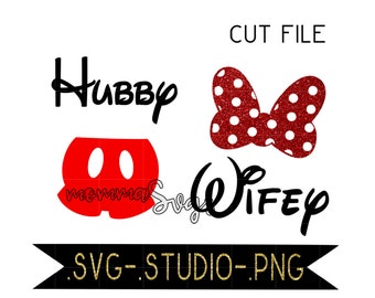 Hubby, Wifey, Mickey, Matching Disney Shirts Svg, Studio, Png, Cut File
