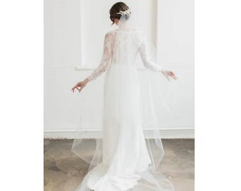 Classic Single Tier 1T Simple Raw Edge Bridal Chapel Length Wedding Veil - Available in White or Ivory