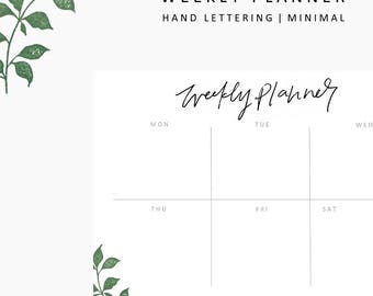 Weekly Planner printable,student planner printable,printable planner,hand lettering,printables,instant download,planner,student,productivity