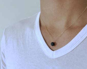 Aromatherapy Necklace for Men Lava Bead Diffuser Necklace Lava Rock Necklace Lava Oil Diffuser Necklace Mens Gold Chain Men Gold Necklace
