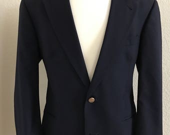 Vintage Burberrys' 40S Wool Navy with Gold Buttons Sport Coat