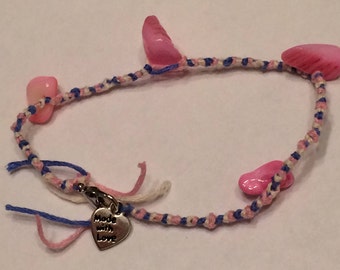 Dark Blue, Pink, and White Bracelet