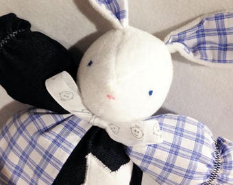 Blue and white Bunny rabbit plush toy