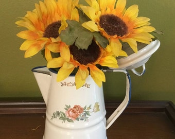 Enamelware Coffee Pot Planter/Vase