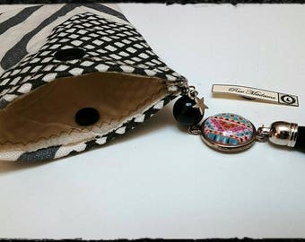 Cotton linen key case, lined silk with key