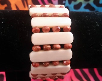 Cinnabar and ivory bracelet