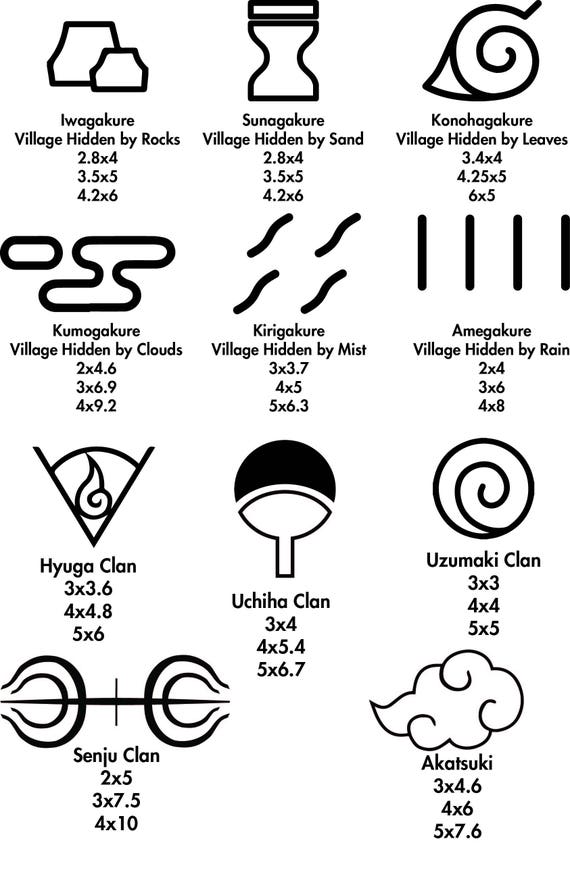 Naruto Villages Decal Naruto Clans Decal Hidden Leaf Sand