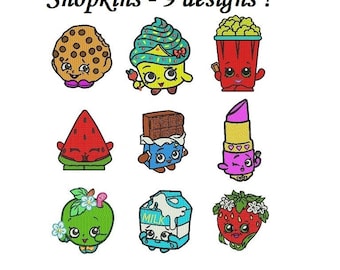 Shopkins Embroidery Design - 9 designs instant download