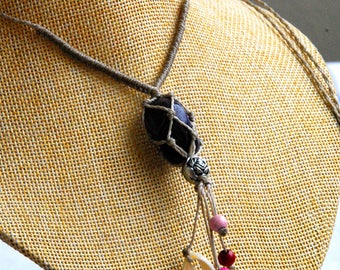 Charm necklace Agate purple