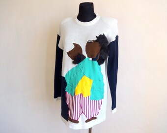 vintage 90's sweater colorful animal padding sweater size- 36/38 small embellish sweater