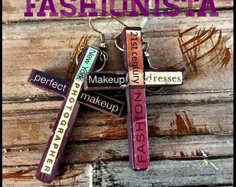 Purple Cross Earrings The Fashionista #3