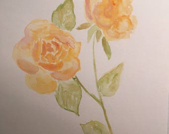 Yellow rose painting | Etsy