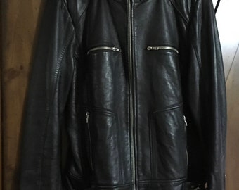Black leather jacket | Etsy