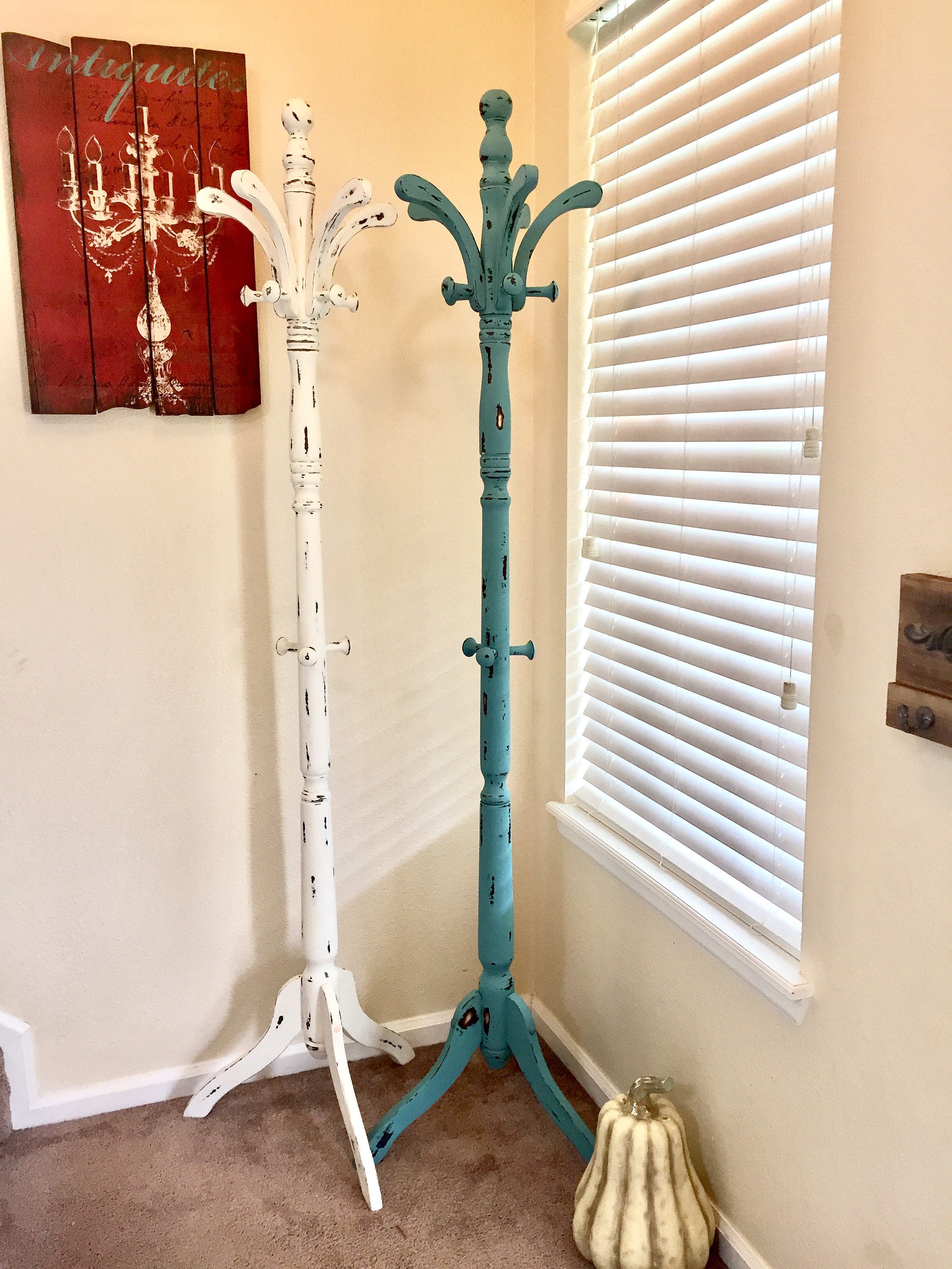 teal coat rack