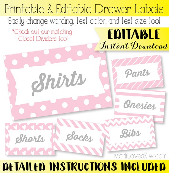 printable drawer labels drawer organizer basket tags bin