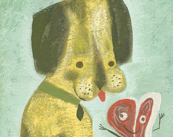 A portrait of Henry with his best friend, Porterhouse. Limited edition print by Matte Stephens.