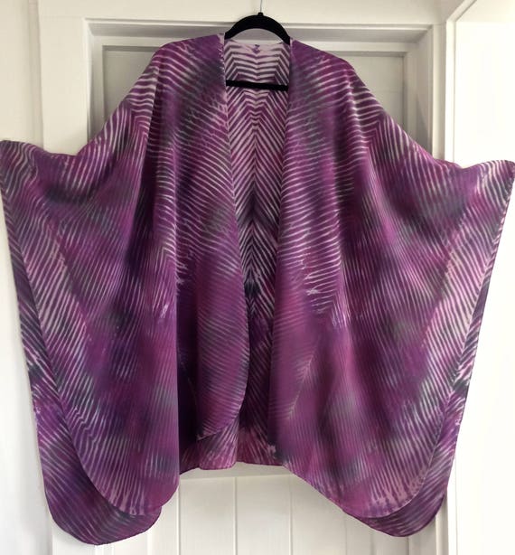 Silence Arashi Shibori Hand Dyed Crepe de Chine Silk Cape.