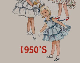 Vintage 1950s Dress or Sundres with Tiered Skirt Sewing Pattern Simplicity 4688 50s Rockabilly Pattern Size 1 Breast 20 UNCUT