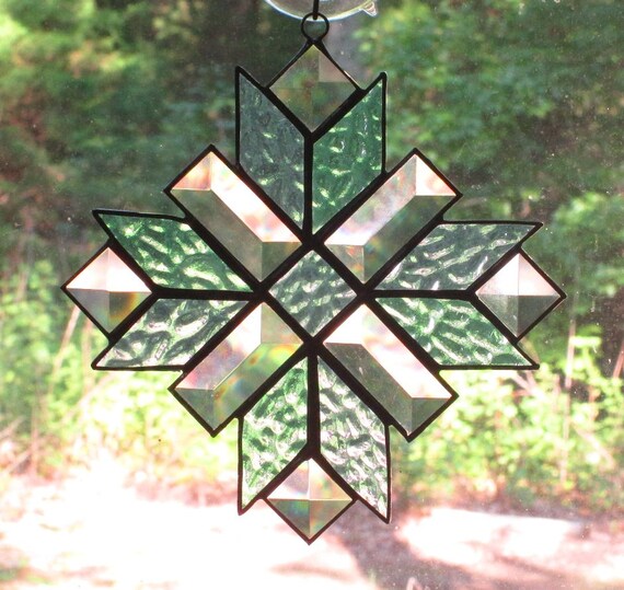 Stained Glass Suncatcher Cross Quilt Pattern in Pastel Blue