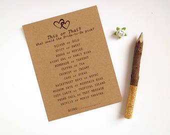 How Well Do You Know the Bride Game - Rustic Bridal Shower Games - This or That Game - Fun Bridal Shower Game - Custom Bride to Be Game
