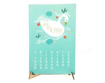 2018 Calendar, Animal Calendar, 2018 Desk Calendar, Wildlife Calendar, Illustrated Calendar, Wall Calendar, Gifts Under 25