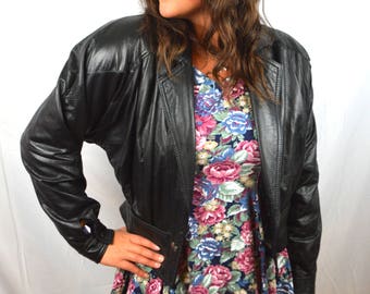 Vintage 80s Black Leather Cropped Jacket - By Disguise