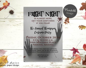 Halloween Invitation Printable, Adult Halloween Party Invitation, Fright Night Party Invitation, Halloween Invitations Costume