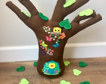 Fairy Plush Tree Stuffed Tree Toy Early Learning Preschool Woodland Tree Leaves Fairy Door Mushrooms Butterflies Counting Game READY to ship