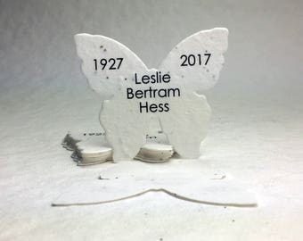 Memorials Custom Printed, Seed Paper Butterflies 3"w x 2.85"h Personalized for Celebrations of Life