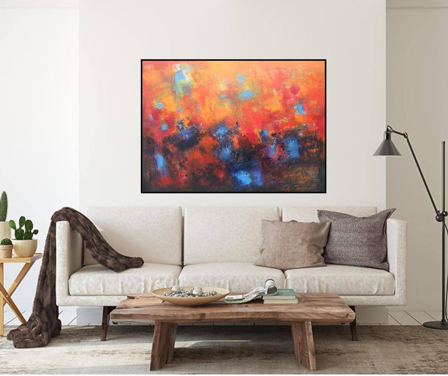 Vibrant Red Large oil abstract by Katya Trischuk oil painting