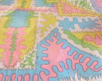 Bessi silk jersey fabric vintage pucci fabric, vintage Italian fabric panels, pastel fabric designer fabric silk fabric yard, vintage fabric