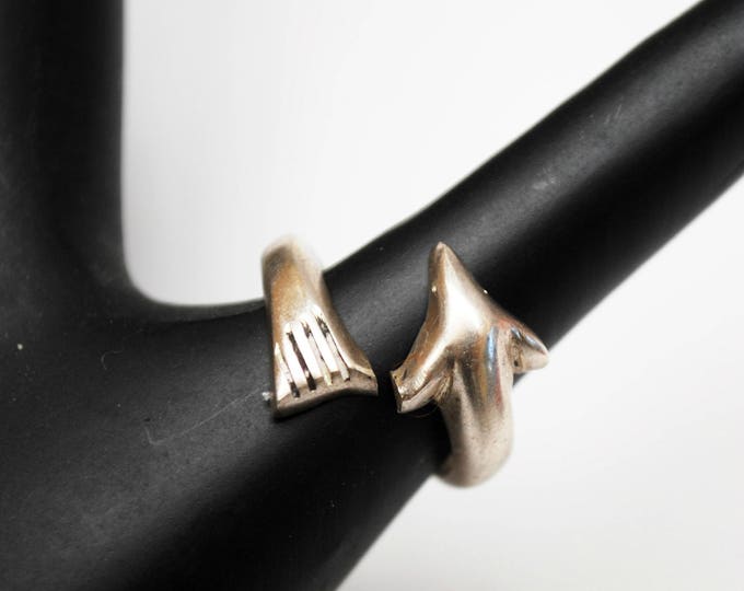 Sterling Cuff Ring - Silver Dolphin - Mexico Signed -Arrow ring