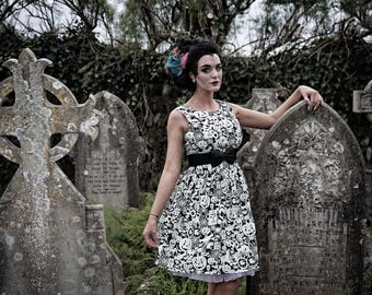 1950's Style Glow in the Dark Halloween Dress, Halloween Dress Women, Halloween Plus Size, Halloween, Halloween Costume, Halloween Outfit,
