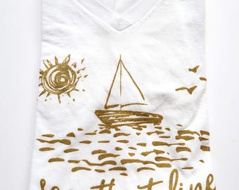 Ready to Ship - XS WHITE Moana V-Neck Shirt - Moana Inspired Women's Graphic Tee - Disney Inspired - Disney Shirt for Women