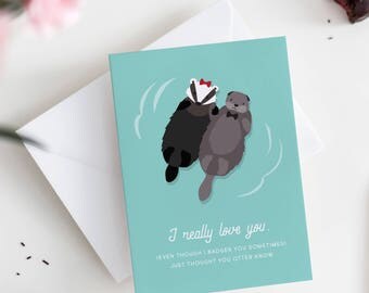 Cute Card for Husband - Funny Card for Husband - Otter Card - Anniversary Card for Husband - Sweet Card for Husband - First Anniversary