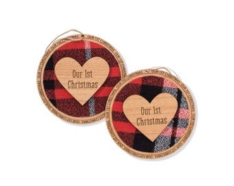 First Christmas Ornament Married. Western Theme Christmas Tree Ornament. Round Wooden Family Christmas Ornament. Christmas Gift.