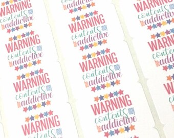 Lula Labels / Warning Contents May Be Addictive Stickers / Fun Happy Mail Labels / Thank You Stickers / Small Business Packaging Labels