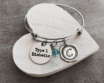 Type 1 diabetic, Diabetes Bracelet, Medical ID, Diabetes, Diabetic, Insulin, Diabetic Charm, Diabetic Pendant, Diabetic Jewelry, Charm