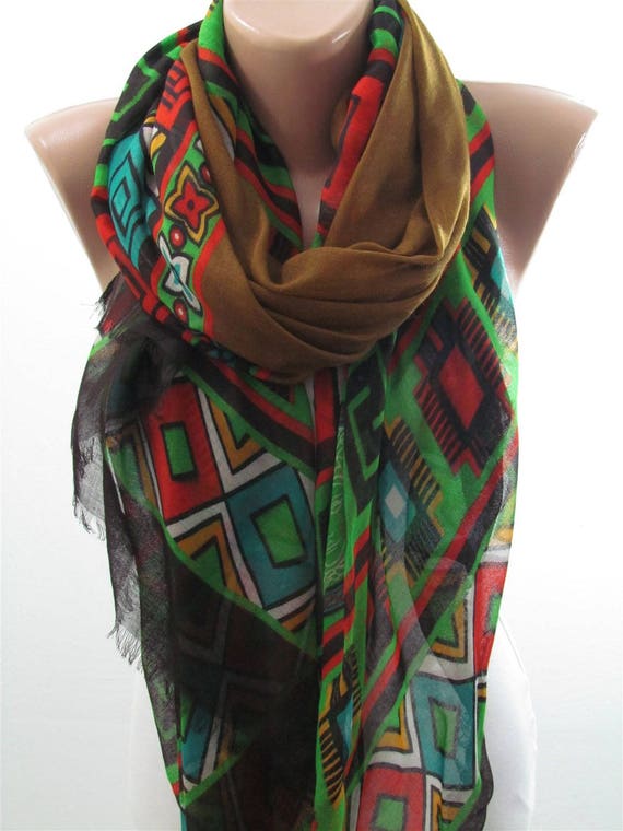 CHRISTMAS Gift For Her Boho Tribal Scarf Shawl Aztec Scarf
