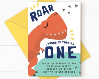 Dinosaur Invitation, dinosaur birthday, dinosaur birthday invitation, Dinosaur Printable Invitation, Dinosaur Party, DINO 1 & BACK