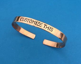 Customized Bracelet {COPPER}, Personalized Rose Gold Bracelet, Hand Stamped Cuff Bracelet, For Her, Personalized Gift, Bridesmaid Jewelry
