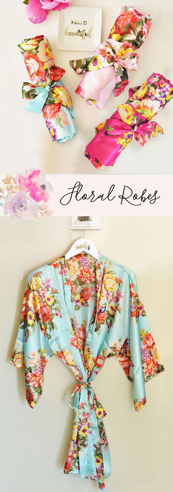 Floral Bridesmaid Robes Wedding Day Robes Bridal Party Robes Floral