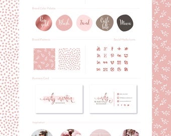 Premade Branding Kit, Photography Weddings Logo Set Watermark, Handwritten initials, Rose Gold Signature / Logo Design Stamp monogram 21