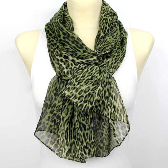 Spring scarf Gift ideas for her Green scarf Leopard scarf Summer scarf Womens scarves Womens fashion scarves womens Accessories mothers day