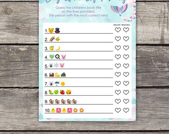 Mermaid Baby Shower Emoji Pictionary Game - Mermaid Baby Shower Emoji Game - Sea Baby Shower Emoji Game - Instant Download Baby-107