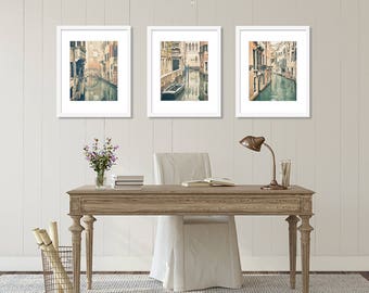 SALE, Venice Wall Art Print Set, Venice Italy Photography, Set of 3 Prints, Italy Print, Canals, Romantic, Travel Decor, Neutral, Vertical